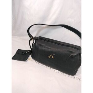 Kitamura Yokohama Black Pebbled Leather Shoulder Bag with Pouch‎ Gold Logo K